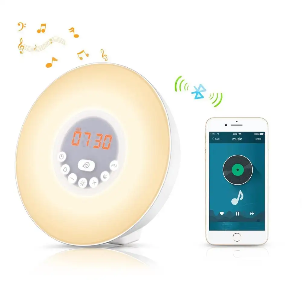 OEM Sleep mode Bedside Music Speakers Led Wireless Digital Clock Alarm smart blue tooth wireless Speaker