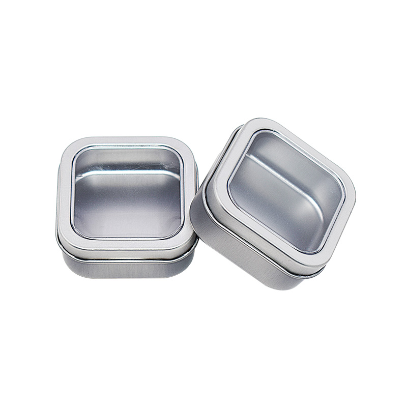 Пользовательский квадратный металлический жестяной логотип с окошком из ПВХ