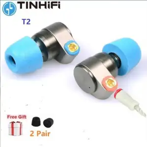 TINHIFI פח T2 אוזניות כפולה דינמי כונן HIFI בס אוזניות DJ מתכת 3.5mm אוזניות עם MMCX אוזניות