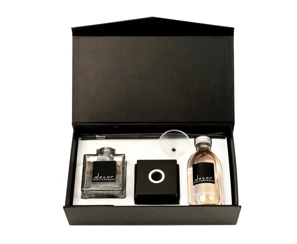 カスタムアロマの香りの香水箱リードディフューザー包装黒ギフトボックスカスタマイズされた香水箱
