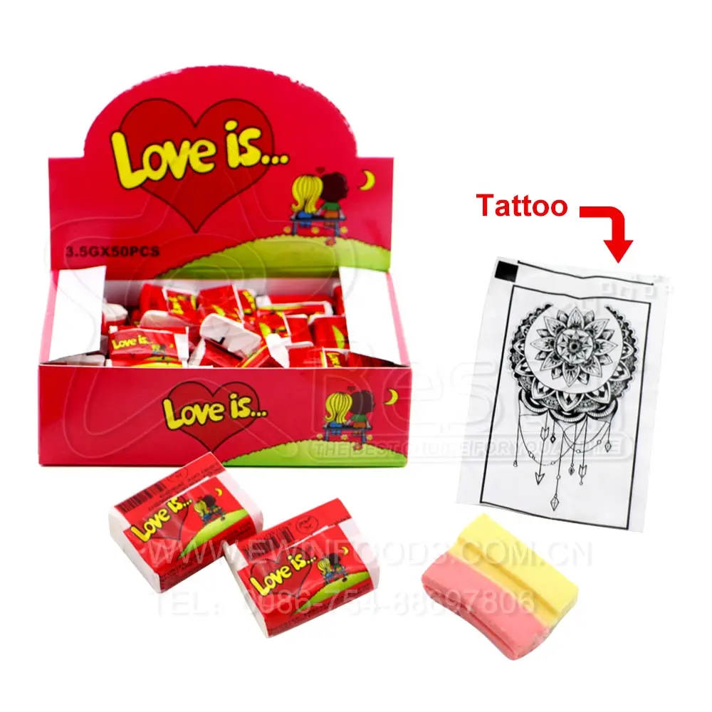 Saveurs mélangées L'amour Est Chewing-Gum avec Tatouage