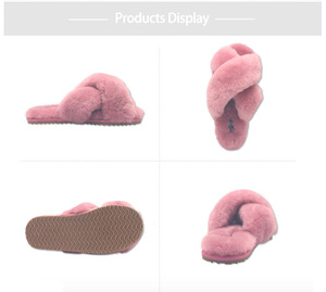 Populaire Nouveau Design Confortable Diapositive Australie En <span class=keywords><strong>Peau</strong></span> De <span class=keywords><strong>Mouton</strong></span> <span class=keywords><strong>Pantoufles</strong></span> pour Les Femmes Bout Ouvert - Product Image 6
