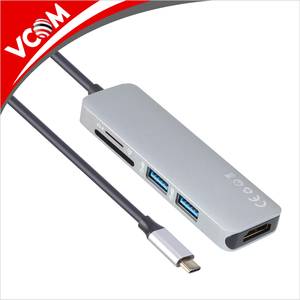 Meilleur En Gros OEM USB Type C d'accueil USB 3.<span class=keywords><strong>1</strong></span> C Mâle à HDMI + USB3.<span class=keywords><strong>0</strong></span> HUB * <span class=keywords><strong>2</strong></span> + TF + SD Mémoire carte D'accueil Adaptateur - Product Image 2