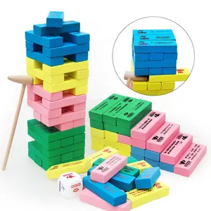 48 Buah Blok Bangunan Kayu Mainan Susun Berbagai Warna Raksasa Mainan Susun Menara Susun Blok Bangunan Kayu Mainan Susun