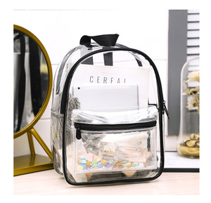Mochila escolar transparente de PVC para chica, bolsa escolar para la universidad, bolsillo transparente, resistente, suministros escolares de plástico transparente