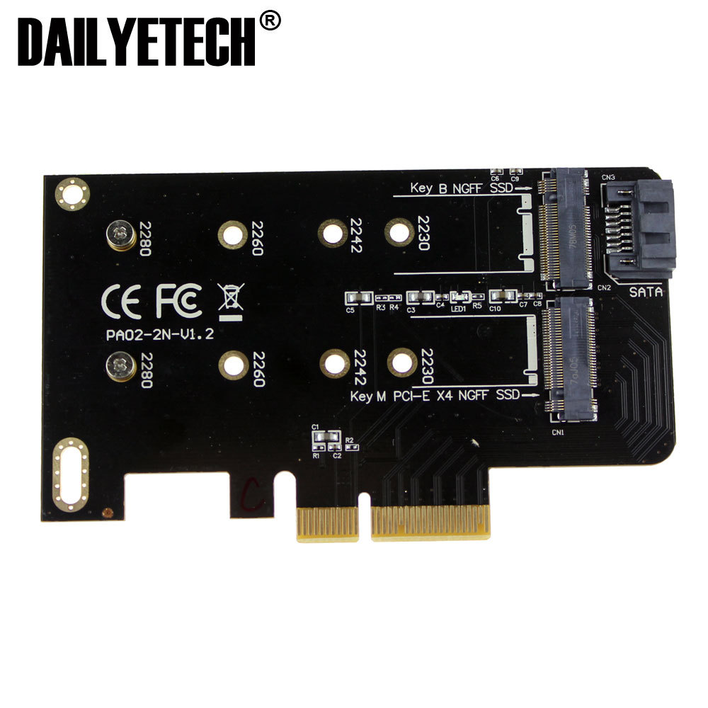 2 Слот адаптер карты M ключ M.2 NGFF SSD PCI-E X4 Адаптер B Ключ M.2 NGFF SSD SATA от DAILYETECH