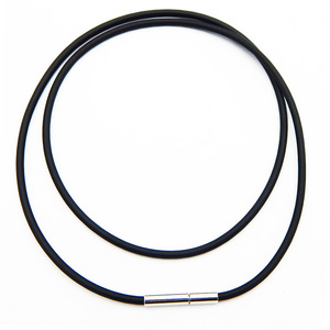 Venta al por mayor de collar de cordón de goma negro sin níquel ambiental 1,5mm/2mm/3mm/4mm 40cm 50cm 60cm con cierre de acero inoxidable - Product Image 2