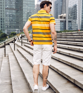 rayas de <span class=keywords><strong>marca</strong></span> de los hombres de negocios de camisas de polo 95% algodón 5% spandex de China fábrica OEM ODM venta al por mayor - Product Image 6