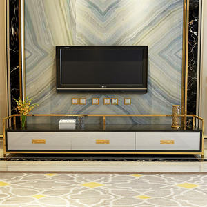 De luxe Meuble Télé Meubles De <span class=keywords><strong>Salon</strong></span> Moderne Simple Multifonction Tv Table En Acier Inoxydable Cadre Blanc Télévision Stand - Product Image 6