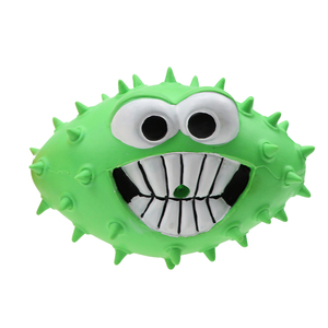 Juguete masticable impermeable ecológico personalizado para perros, Bola de espinas chirriantes, función de risa, goma duradera naranja/verde para uso en interiores/exteriores - Product Image 4