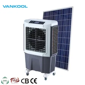 solar power industrial mobile portable evaporative air cooler 120 liter switch control floor standing evaporative cooling fan