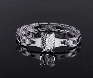 <span class=keywords><strong>Bracelet</strong></span> en acier couleur acier avec inscription « Ailes de la liberté » du Corps d'exploration de l'Attaque des Titans, vente en gros - Product Image 3