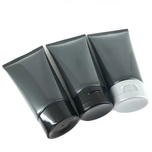 100毫升环保黑色光泽椭圆形塑料化妆品管包装面部清洁剂/发霜/身体乳液容器管