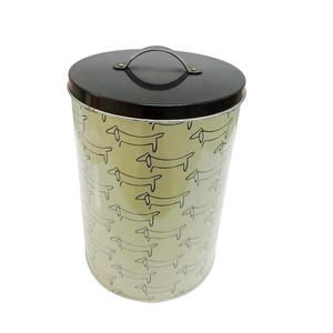 Big Round Cookie Tin Box with Handle on Lid, Tall Round Tin Can, Large Round Metal Box Tinplate Recycled Materials CN;GUA