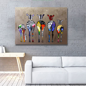 Pintura al óleo de Pared Impresión de Cebra Colorida Moderna de Lona <span class=keywords><strong>Arte</strong></span> Abstracto de Decoración Salón Sin Marco o Marco S M - Product Image 3