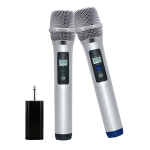 Profesional de alta calidad Microfone Dual UHF MICRÓFONO INALÁMBRICO barato micrófono para <span class=keywords><strong>cantar</strong></span> <span class=keywords><strong>Karaoke</strong></span> - Product Image 1