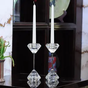 सुंदर लोकप्रिय घर के सामान क्रिस्टल ग्लास मोमबत्ती धारक चीन थोक उच्च गुणवत्ता क्रिस्टल मोमबत्ती धारक