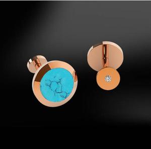 Chất Lượng Cao Làm Cho Thiết Kế Của Riêng Bạn Turquoise Đá Khuy Măng Sét Màu Xanh Sang Trọng - Product Image 1