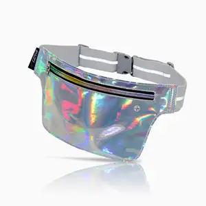 Metallic Bumbag Slim Water Resistant Running Pouch Belt Women Men Glitter Fanny Pack Unisex Holographic Waist Bum Pack Belly Bag