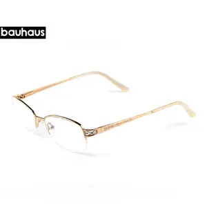 0310-3 아름다운 골드 림 하프 프레임 금속 안경