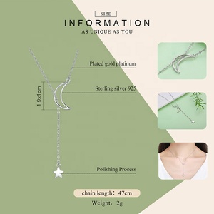 GN03 moda nuovi arrivi personalizzato 925 in <span class=keywords><strong>argento</strong></span> Sterling Lariat luna ciondolo lungo <span class=keywords><strong>collana</strong></span> per donne gioielli - Product Image 6