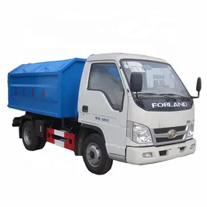 Foton HOWO ISUZU 4*2 Hook Arm garbage truck dump garbage truck 5CBM 10CBM with waste bin for sale