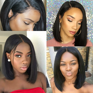Jaycelie — perruque Bob Lace Front Wig naturelle lisse, cheveux humains, coupe au carré Short Bob, 8 pouces, pour africaines et américaines - Product Image 6