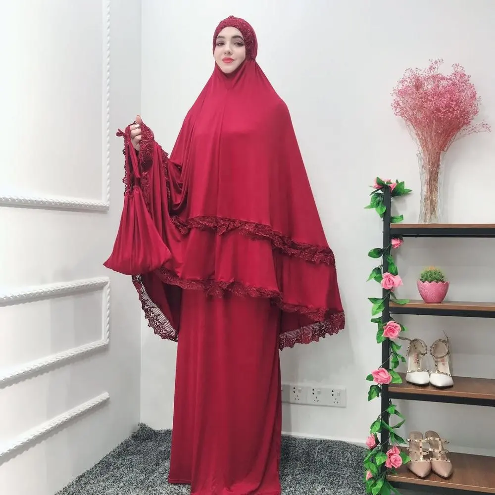 Islamic Muslim Prayer India Islamic Free size Prayer Abaya Dubai Kaftan Dress with hijab Turkish Islamic Clothing wholesale