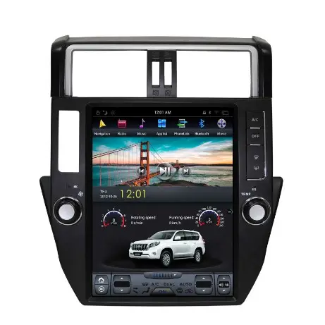 Toptan!! 2010-2013 Toyota Prado için HD 12.1 inç dokunmatik ekran 2 Din Android 9.0 dört çekirdekli araç DVD oynatıcı oyuncu GPS navigasyon