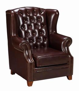 Genuine Leather Leisure <strong>Chair</strong> <strong>WingBack</strong> Tufted <strong>Arm</strong> <strong>Chair</strong> - Product Image 1