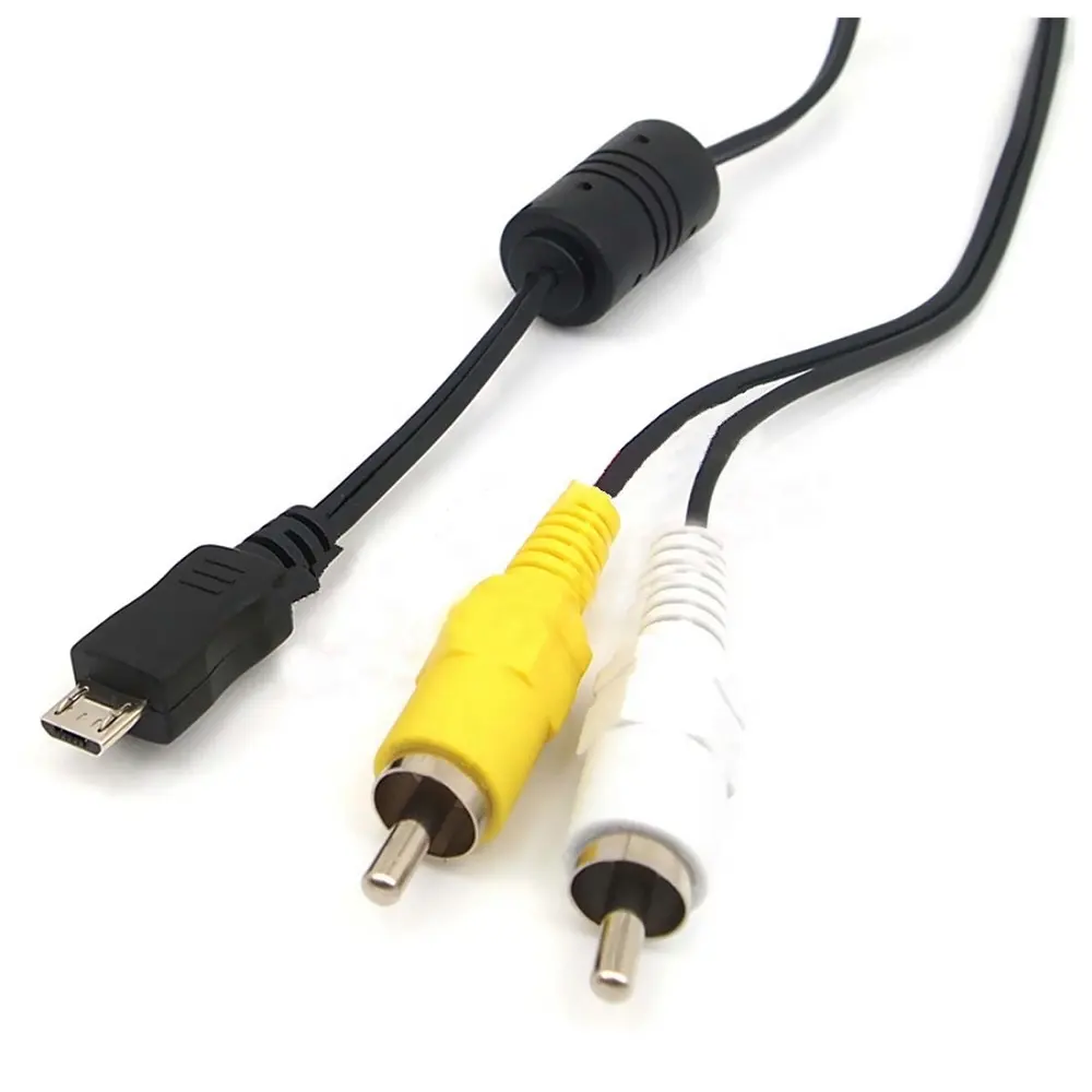 Kabel Adaptor untuk Ponsel, USB Mikro Jantan Ke 2 RCA AV