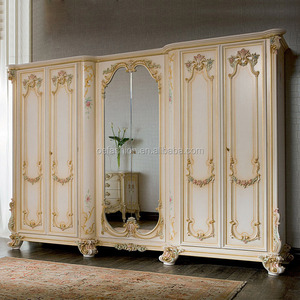 OE-FASHION in legno massello Europeo oro dipinto a sei-porta scorrevole <span class=keywords><strong>armadio</strong></span> Francese <span class=keywords><strong>con</strong></span> <span class=keywords><strong>specchio</strong></span> <span class=keywords><strong>armadio</strong></span> di stoccaggio - Product Image 1