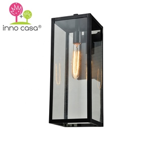 โคมไฟผนังกลางแจ้งรูปทรงสี่เหลี่ยมผืนผ้า CH-003เหล็กและกระจก IP44ติดผนังรับประกัน2ปี - Product Image 1