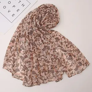 Most Beautiful Muslim Women Hijab Turkish Cotton Hijab Striped Fabric Fancy Print Cotton Scarf