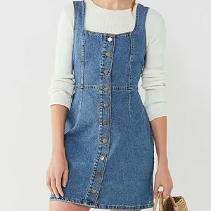 Tùy chỉnh Mới Nút Phía Trước-xuống Dress Oem Phụ Nữ Bán Buôn Denim Ăn Mặc