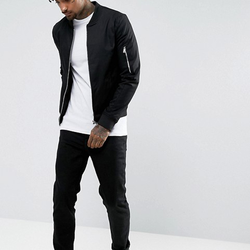 2018 водонепроницаемый нейлон пилот на молнии куртка-бомбер для мужчин в черном