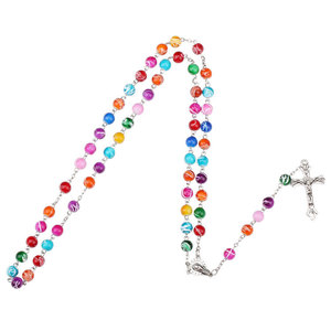 Colgante Multicolor <span class=keywords><strong>de</strong></span> Cruz religiosa <span class=keywords><strong>de</strong></span> Jesús, collar <span class=keywords><strong>de</strong></span> acrílico con cuentas <span class=keywords><strong>de</strong></span> <span class=keywords><strong>Rosario</strong></span>, <span class=keywords><strong>2022</strong></span> - Product Image 1