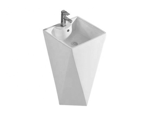 Di alta Qualità In Ceramica Dissipatore di Trasporto in piedi Bacino bagni a forma di diamante di un pezzo piedistallo <span class=keywords><strong>mano</strong></span> <span class=keywords><strong>lavabo</strong></span> - Product Image 2