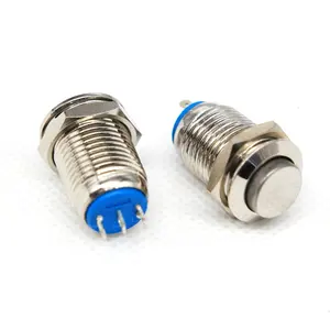 12mm dc 12v 1NO1NC 3PIN metal mini waterproof 3 pin position momentary push button switch