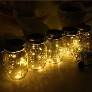 Solaire Mason Pots Lumières Lanternes Solaires <span class=keywords><strong>Suspendues</strong></span> Jardin Extérieur Lumières Blanc Chaud Lumières Table pour Patio Fête - Product Image 3