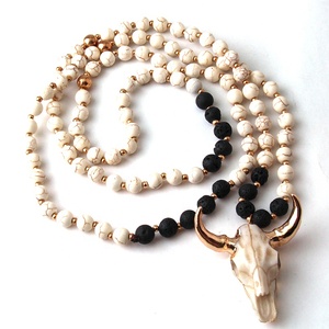 Collar con colgante de cuerno de piedra blanco y Ave, collar de calavera de vaca, joyería Tribal Bohemia - Product Image 2