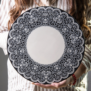 Rond de <span class=keywords><strong>haute</strong></span> qualité dentelle gâteau plats en porcelaine pâtisseries plaques - Product Image 1