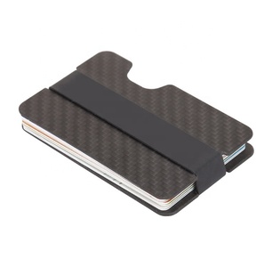 De fibra de carbono Slim cartera RFID bloqueo cartera titular de la <span class=keywords><strong>tarjeta</strong></span> con correa elástica fijo - Product Image 3