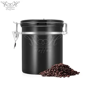 Stainless Steel 1500ml Airtight Lids Coffee Bean Canisters With CO2 Valve