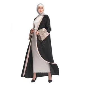 Batu Modis Baru 2019 Wanita Hitam Muslim Nama Gambar Damask Renda Kimono Dubai Abaya Jubba Thobe