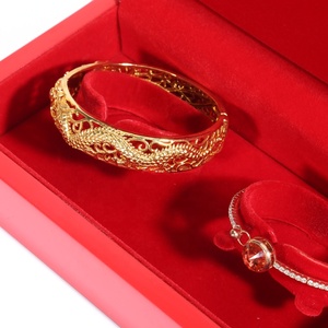 <span class=keywords><strong>Dragon</strong></span> phoenix pulsera de oro festivo caja rojo joyería vintage caso pintado de almacenamiento de caso - Product Image 5