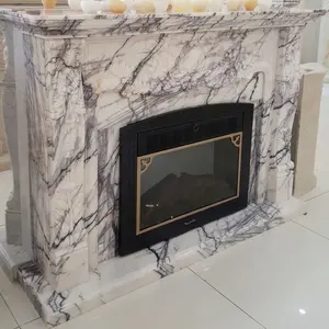 flower carving home luxury decorative white marble fireplace surround