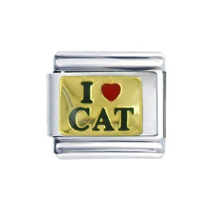 Thép Không Gỉ 9Mm Kích Thước Cổ Điển Liên Kết Có Thể Điều Chỉnh Mạ Vàng I Love Cat Vòng Đeo Tay Quyến Rũ Của Ý - Product Image 1