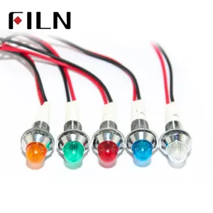 FILN ไฟแสดงสถานะโลหะ LED 10มม.,ไฟสัญญาณ IP67กันน้ำได้ไฟสัญญาณ5V 6V 12V 24V 110V 220V สีแดงสีเหลืองสีน้ำเงินสีเขียวสีขาวนักบินประทับตรา