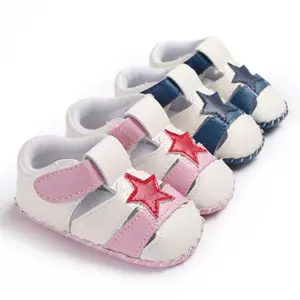 Hao Baby-zapatos antideslizantes para bebé de 0 a 1 años, niño y niña, estrella de cinco puntas, suela de goma